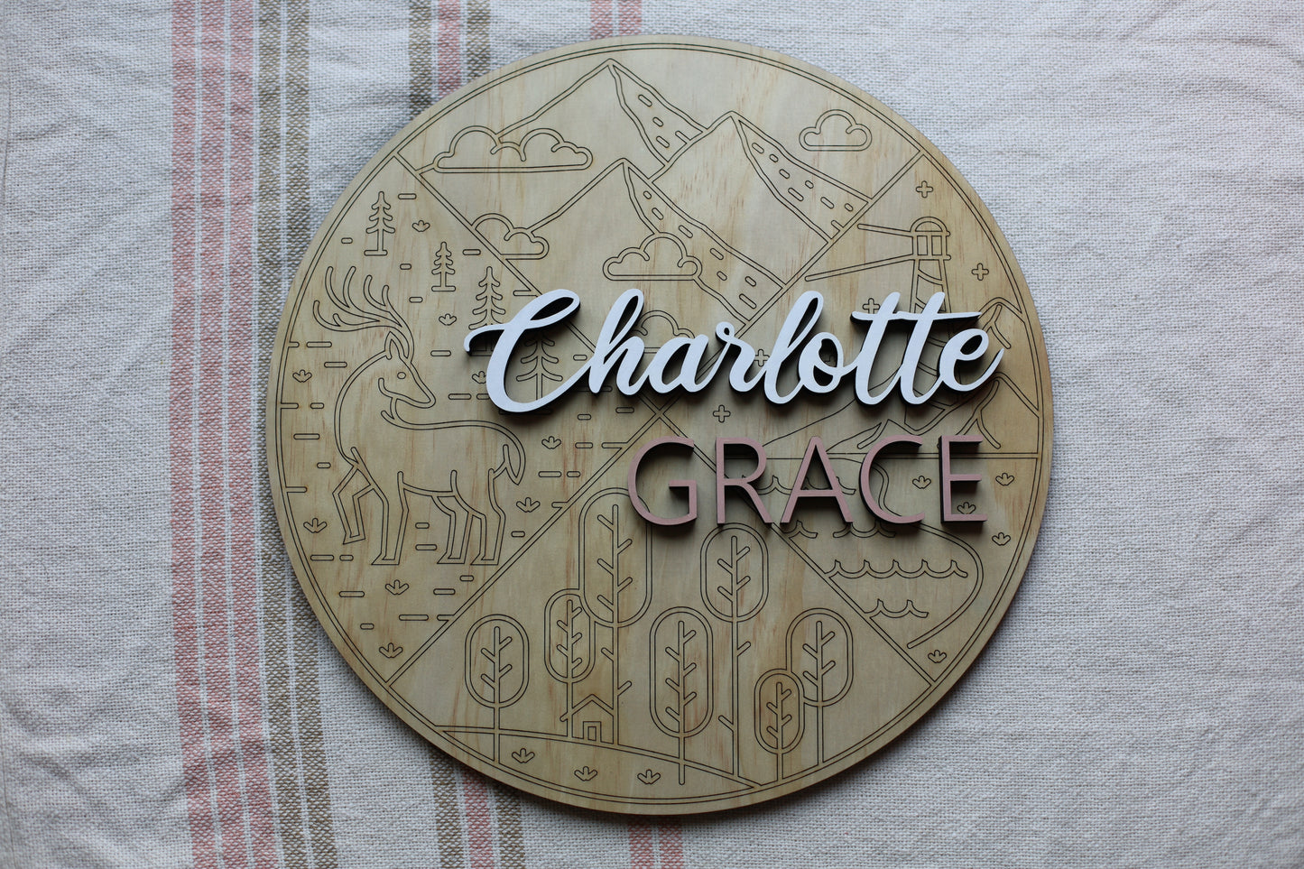 Child Name Sign - Round - Nature Theme