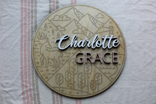 Child Name Sign - Round - Nature Theme